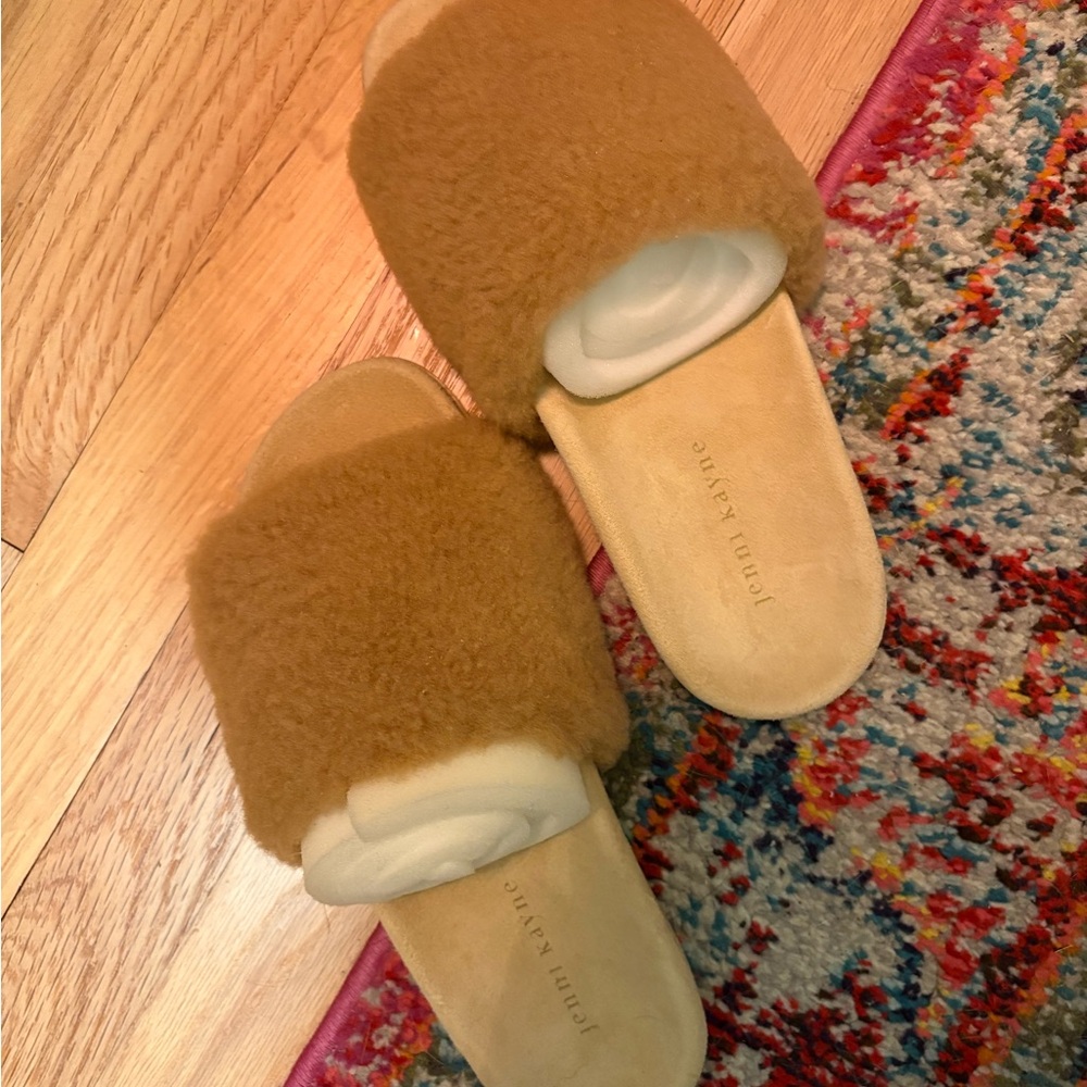Cozy Tan Fuzzy Jenni Kayne Slippers